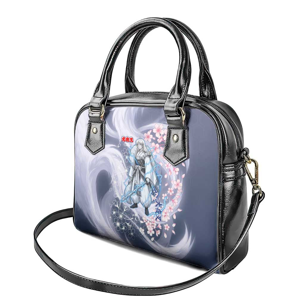 Sesshomaru Inuyasha Series Shoulder Handbag Elegant Sakura Storm Style with Crescent Moon Motif