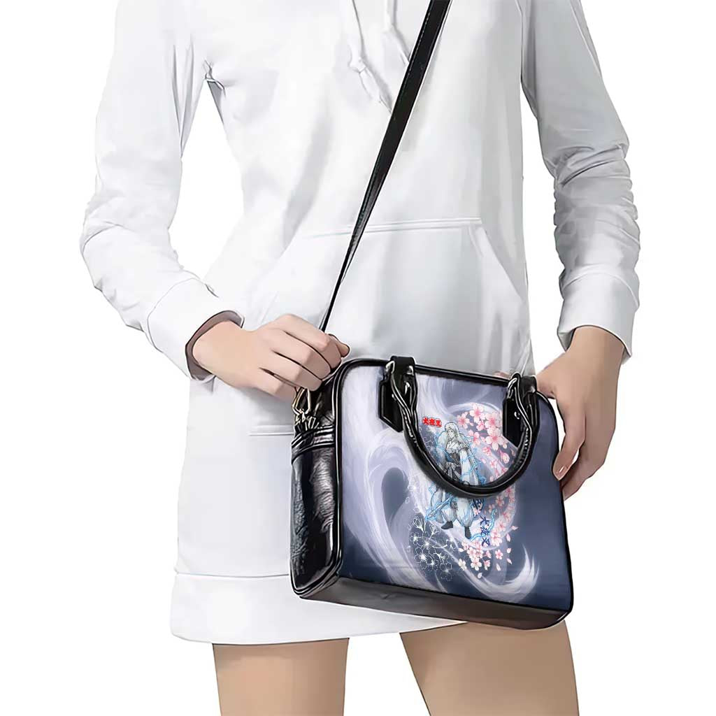 Sesshomaru Inuyasha Series Shoulder Handbag Elegant Sakura Storm Style with Crescent Moon Motif