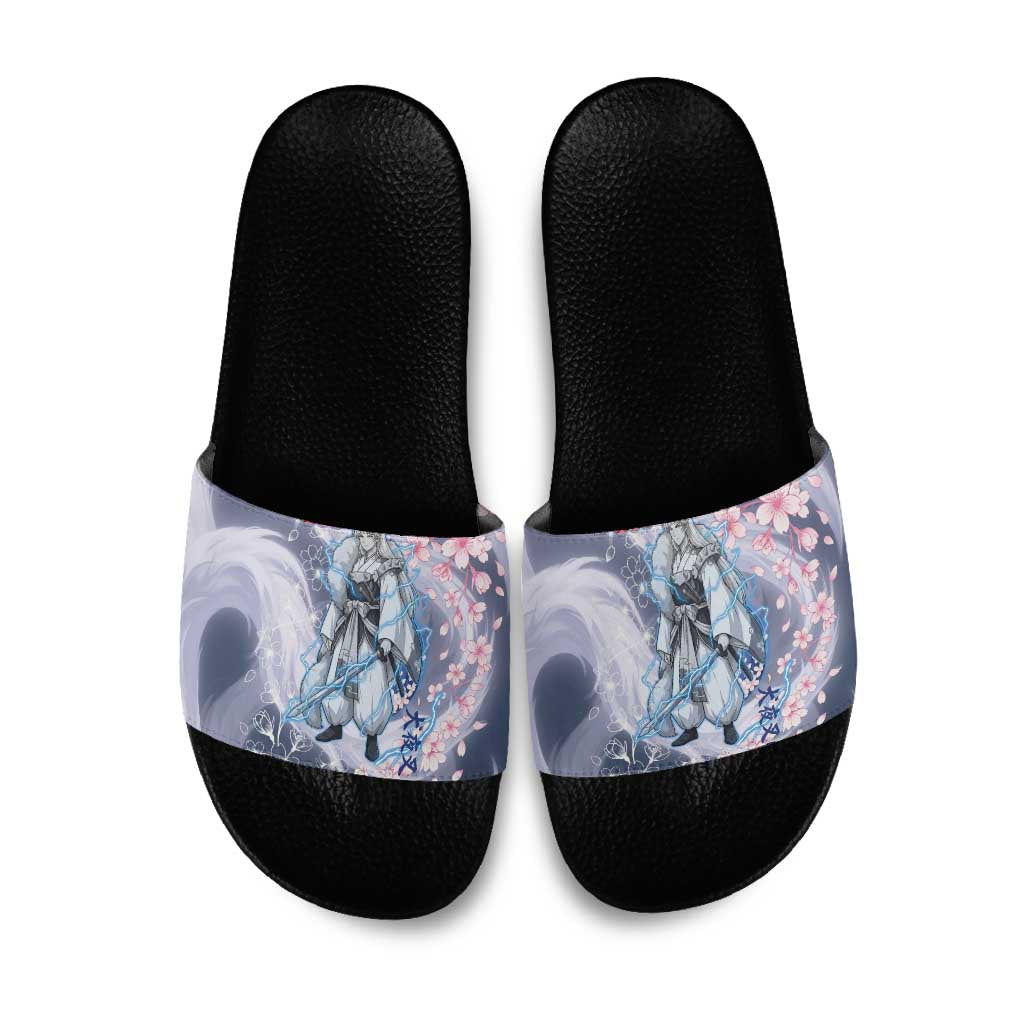 Sesshomaru Inuyasha Series Slide Sandals Elegant Sakura Storm Style with Crescent Moon Motif