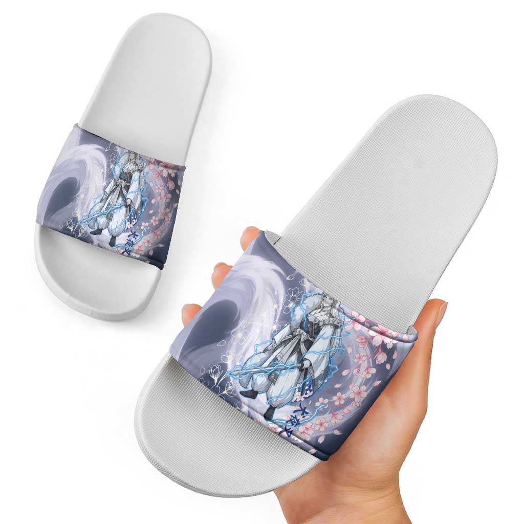 Sesshomaru Inuyasha Series Slide Sandals Elegant Sakura Storm Style with Crescent Moon Motif