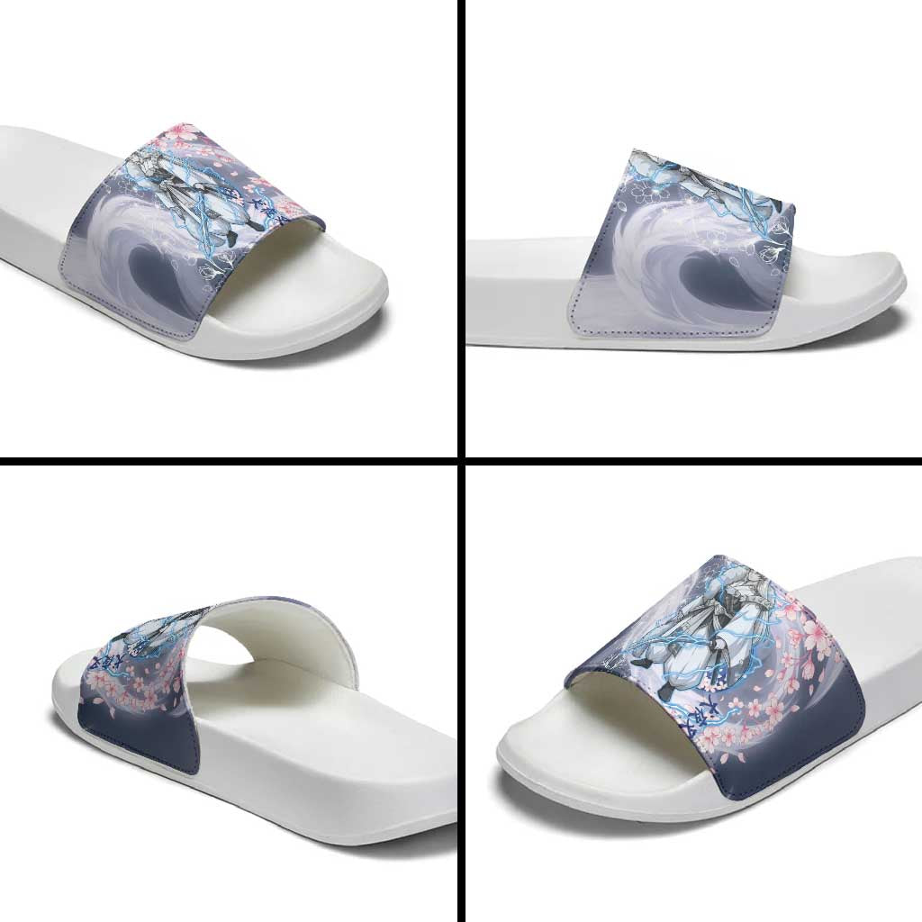 Sesshomaru Inuyasha Series Slide Sandals Elegant Sakura Storm Style with Crescent Moon Motif
