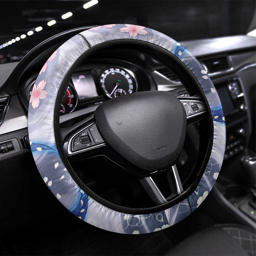 Sesshomaru Inuyasha Series Steering Wheel Cover Elegant Sakura Storm Style with Crescent Moon Motif