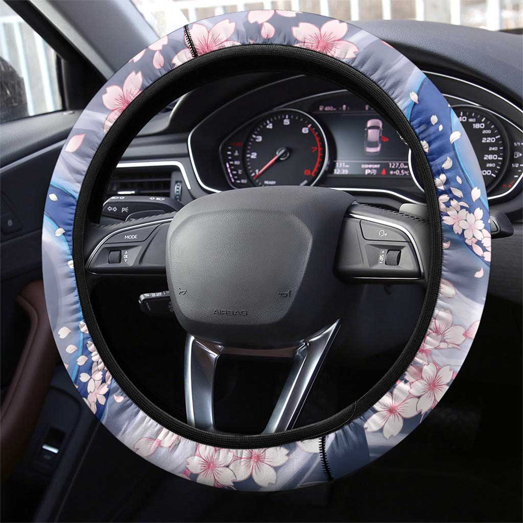 Sesshomaru Inuyasha Series Steering Wheel Cover Elegant Sakura Storm Style with Crescent Moon Motif