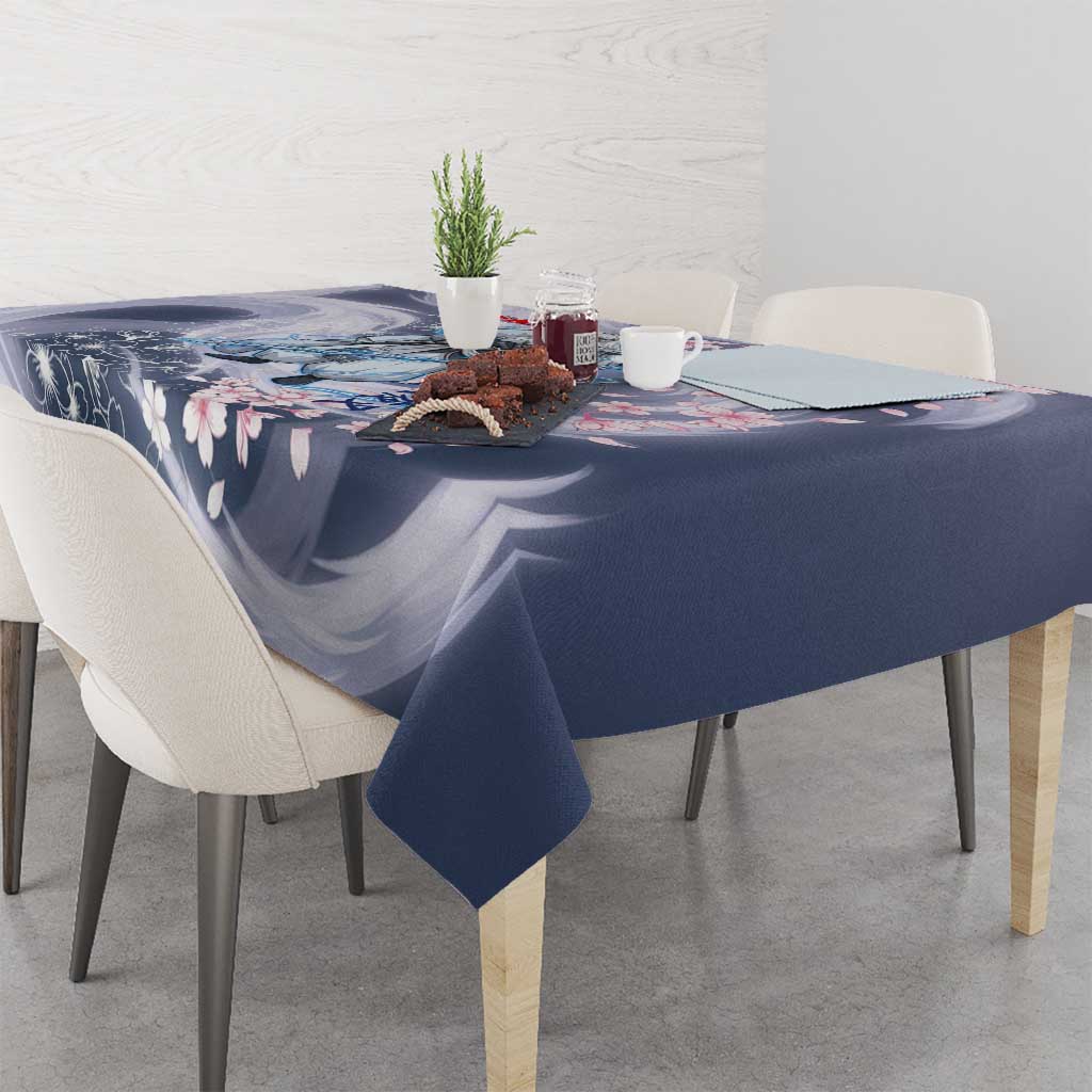 Sesshomaru Inuyasha Series Tablecloth Elegant Sakura Storm Style with Crescent Moon Motif