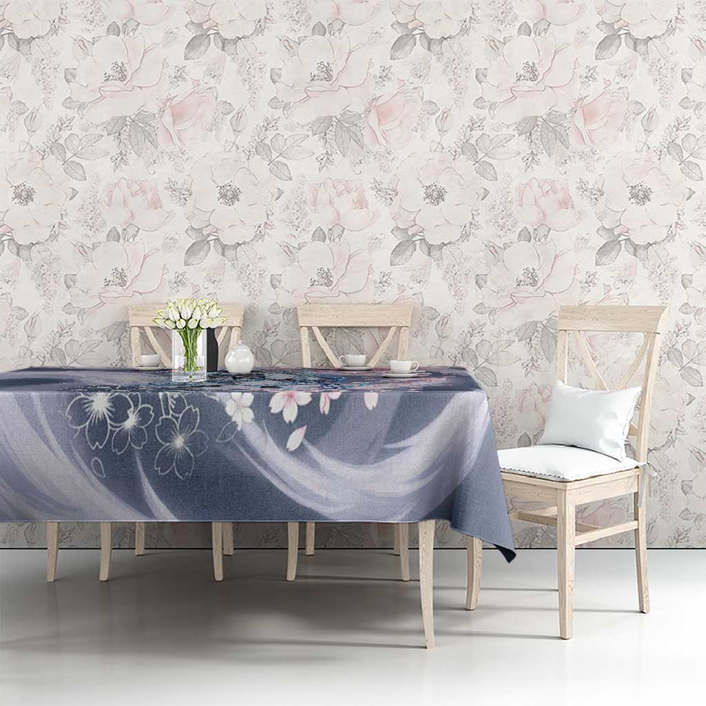 Sesshomaru Inuyasha Series Tablecloth Elegant Sakura Storm Style with Crescent Moon Motif