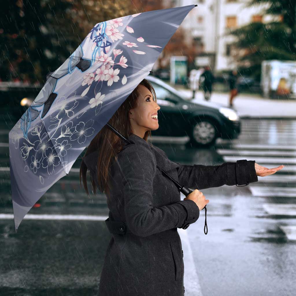 Sesshomaru Inuyasha Series Umbrella Elegant Sakura Storm Style with Crescent Moon Motif