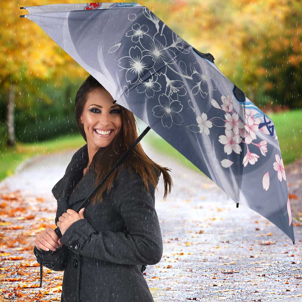 Sesshomaru Inuyasha Series Umbrella Elegant Sakura Storm Style with Crescent Moon Motif