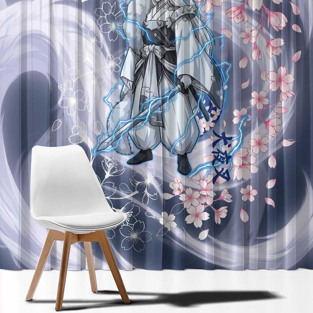 Sesshomaru Inuyasha Series Window Curtain Elegant Sakura Storm Style with Crescent Moon Motif