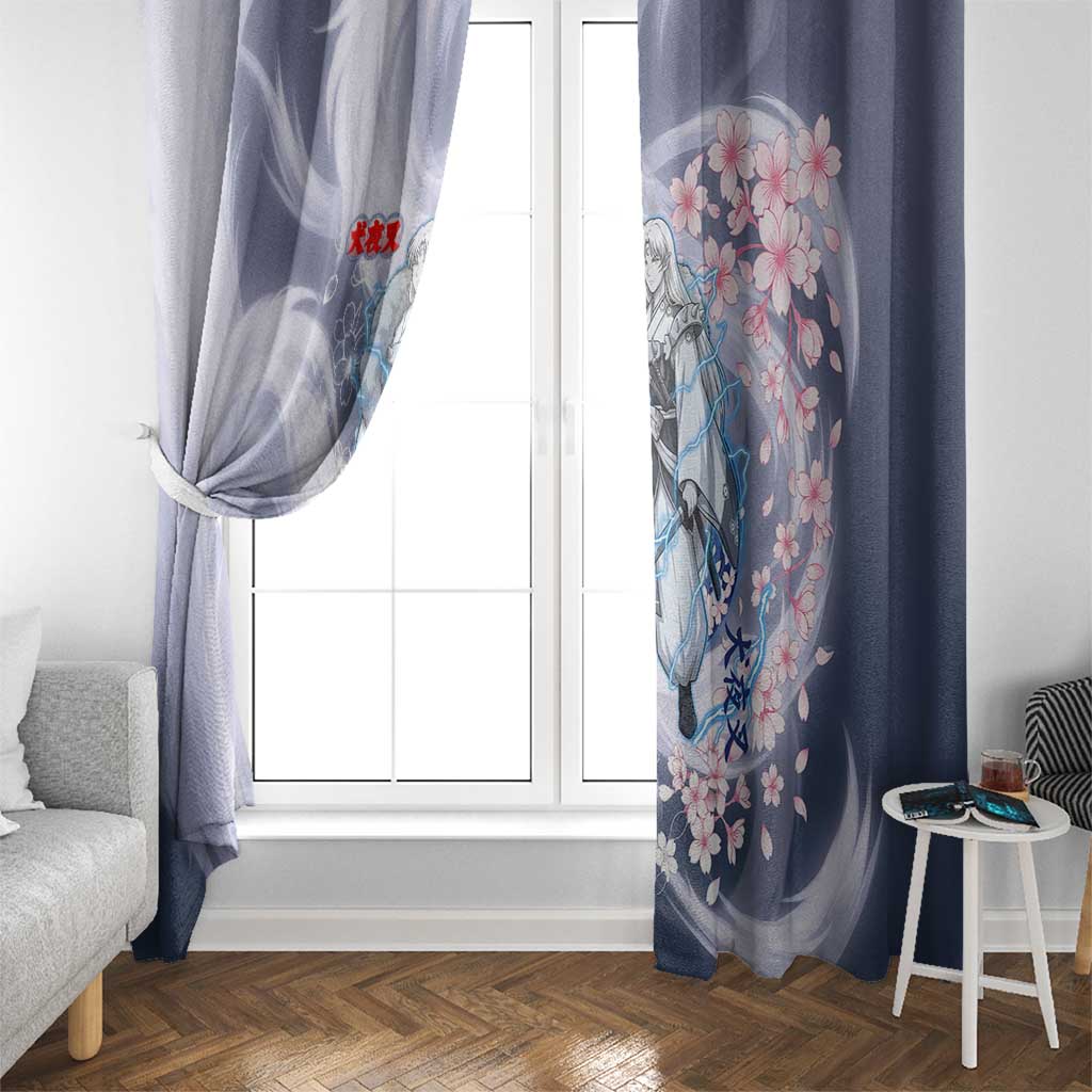 Sesshomaru Inuyasha Series Window Curtain Elegant Sakura Storm Style with Crescent Moon Motif