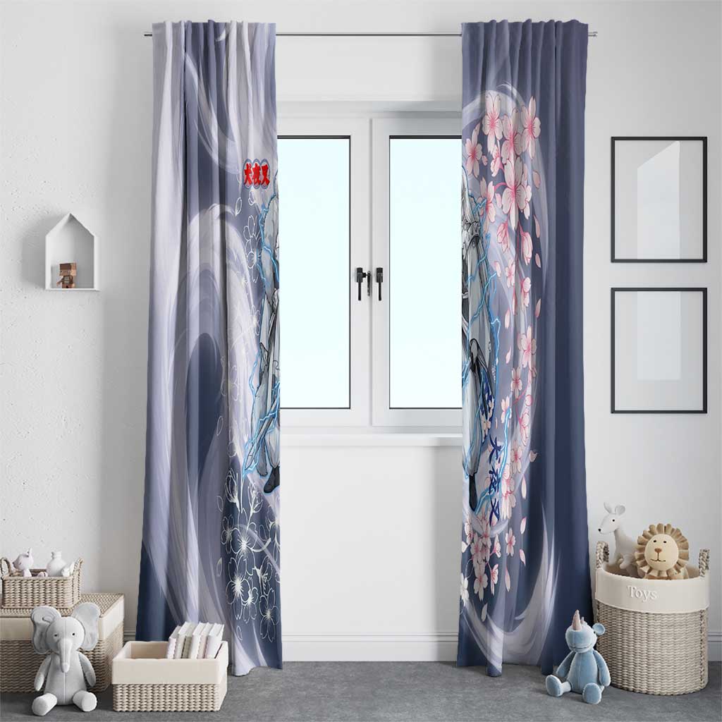 Sesshomaru Inuyasha Series Window Curtain Elegant Sakura Storm Style with Crescent Moon Motif