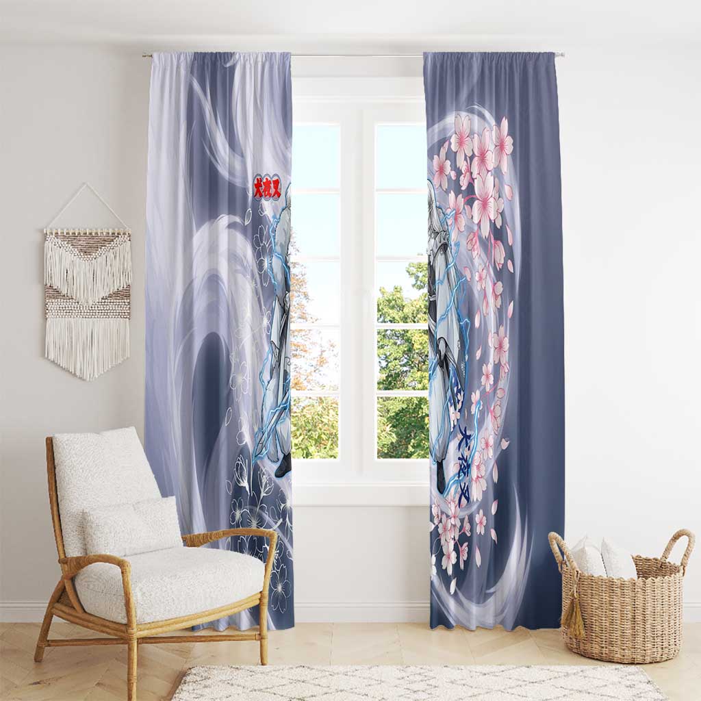 Sesshomaru Inuyasha Series Window Curtain Elegant Sakura Storm Style with Crescent Moon Motif