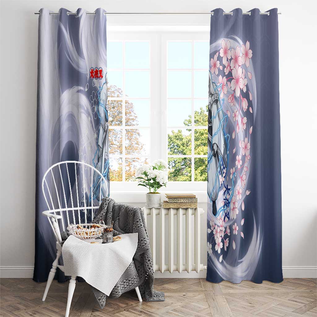 Sesshomaru Inuyasha Series Window Curtain Elegant Sakura Storm Style with Crescent Moon Motif