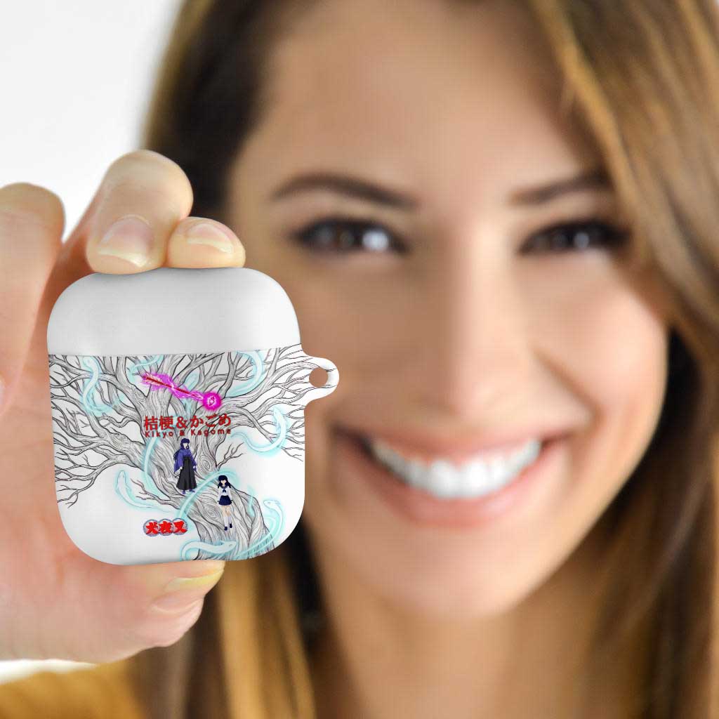 Kikyo and Kagome Inuyasha Series AirPods Case Spiritual Anime Art Style with Sacred Tree and Torii Gate