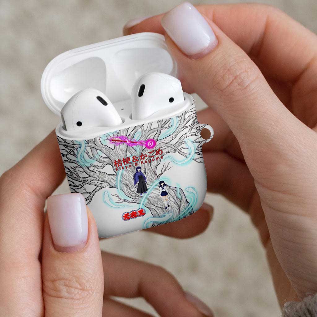 Kikyo and Kagome Inuyasha Series AirPods Case Spiritual Anime Art Style with Sacred Tree and Torii Gate