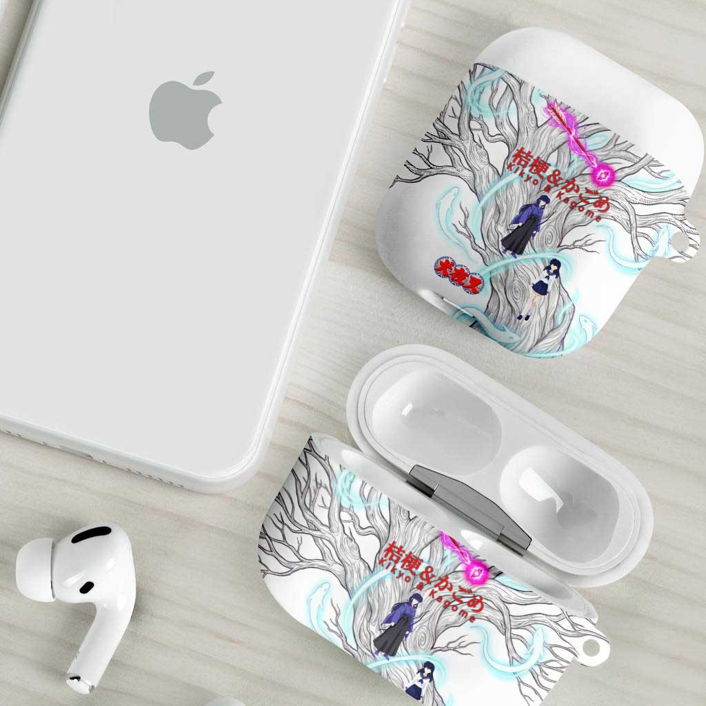 Kikyo and Kagome Inuyasha Series AirPods Case Spiritual Anime Art Style with Sacred Tree and Torii Gate