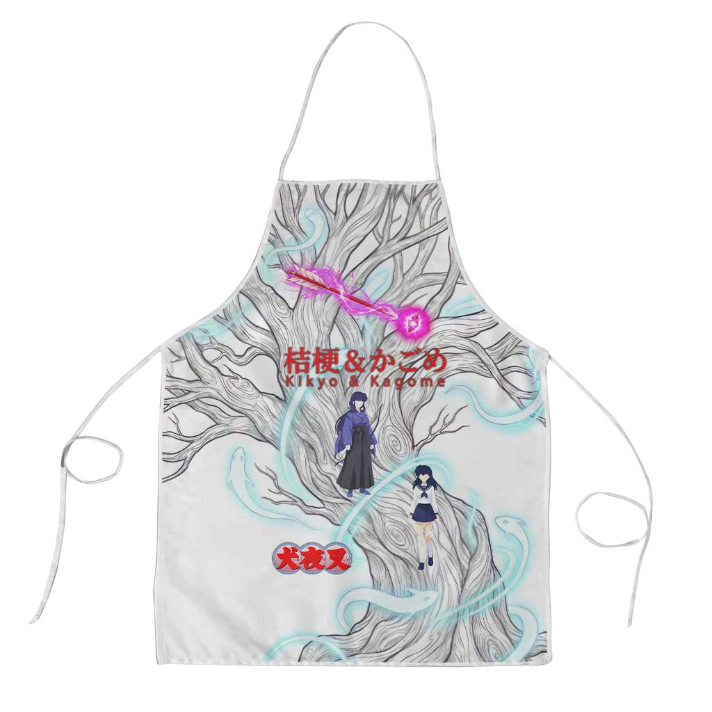 Kikyo and Kagome Inuyasha Series Apron Spiritual Anime Art Style with Sacred Tree and Torii Gate