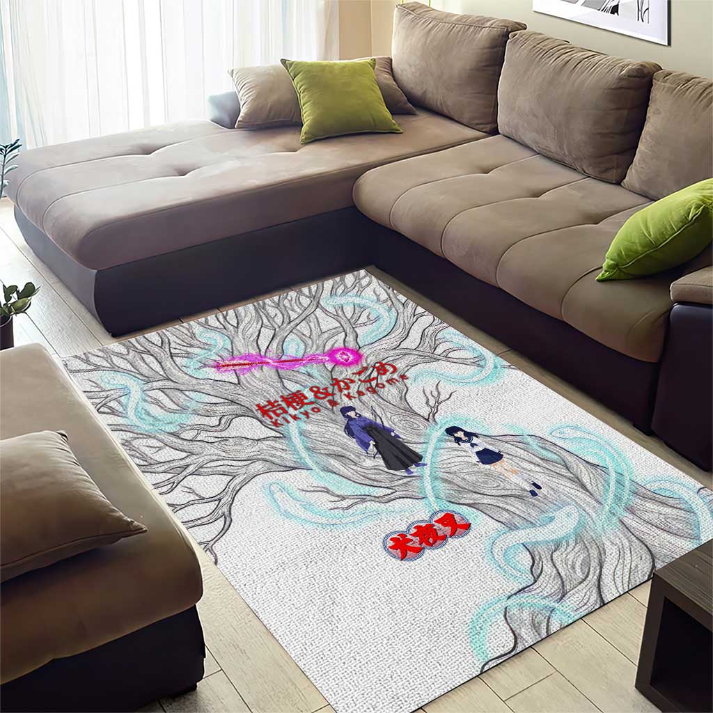 Kikyo and Kagome Inuyasha Series Area Rug Spiritual Anime Art Style with Sacred Tree and Torii Gate
