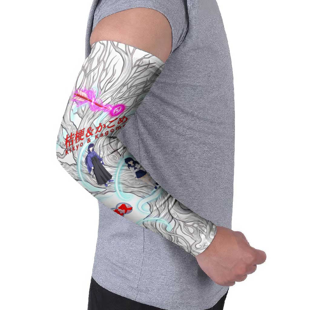 Kikyo and Kagome Inuyasha Series Arm Sleeves Spiritual Anime Art Style with Sacred Tree and Torii Gate
