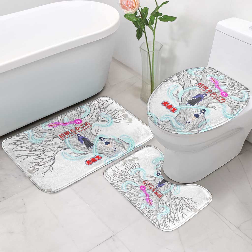 Kikyo and Kagome Inuyasha Series Bathroom Set Spiritual Anime Art Style with Sacred Tree and Torii Gate