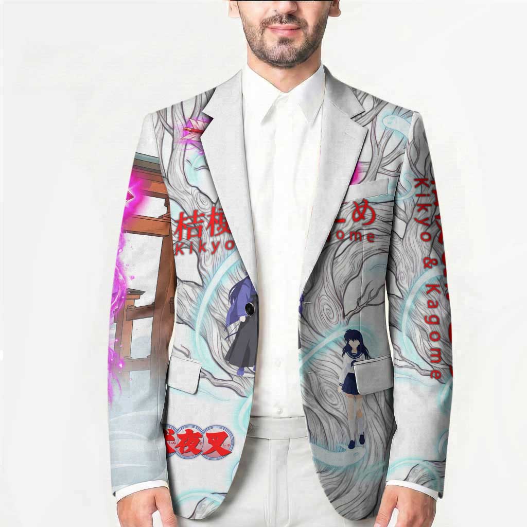 Kikyo and Kagome Inuyasha Series Blazer Spiritual Anime Art Style with Sacred Tree and Torii Gate