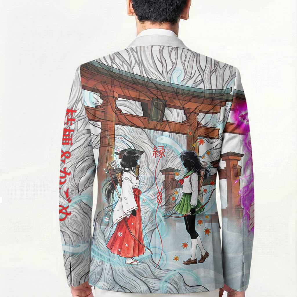 Kikyo and Kagome Inuyasha Series Blazer Spiritual Anime Art Style with Sacred Tree and Torii Gate