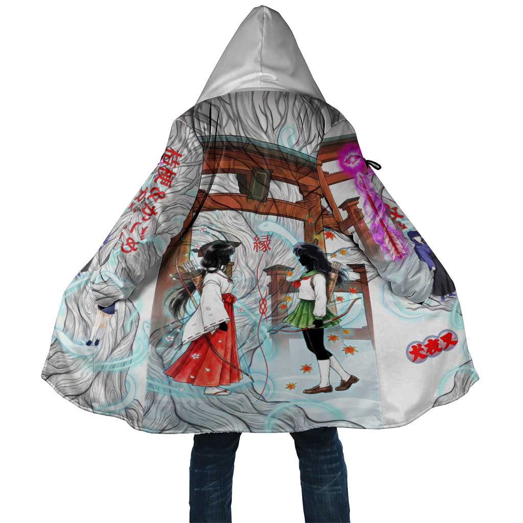 Kikyo and Kagome Inuyasha Series Cloak Spiritual Anime Art Style with Sacred Tree and Torii Gate