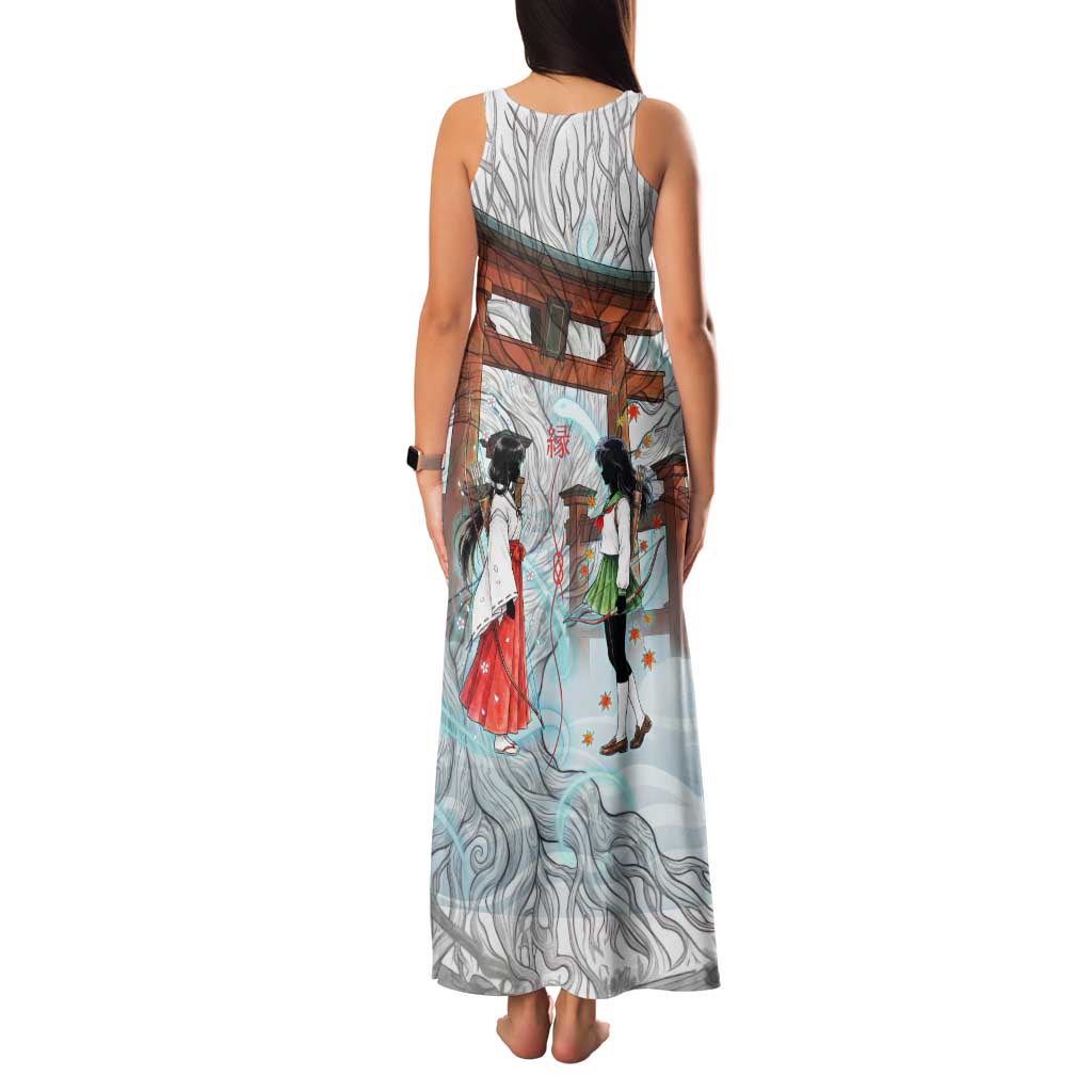 Kikyo and Kagome Inuyasha Series Family Matching Tank Maxi Dress and Hawaiian Shirt Spiritual Anime Art Style with Sacred Tree and Torii Gate