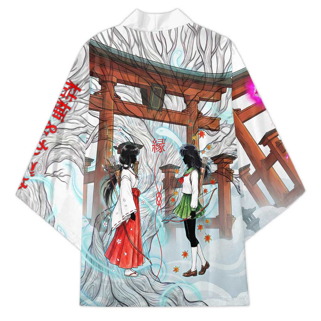 Kikyo and Kagome Inuyasha Series Kimono Spiritual Anime Art Style with Sacred Tree and Torii Gate