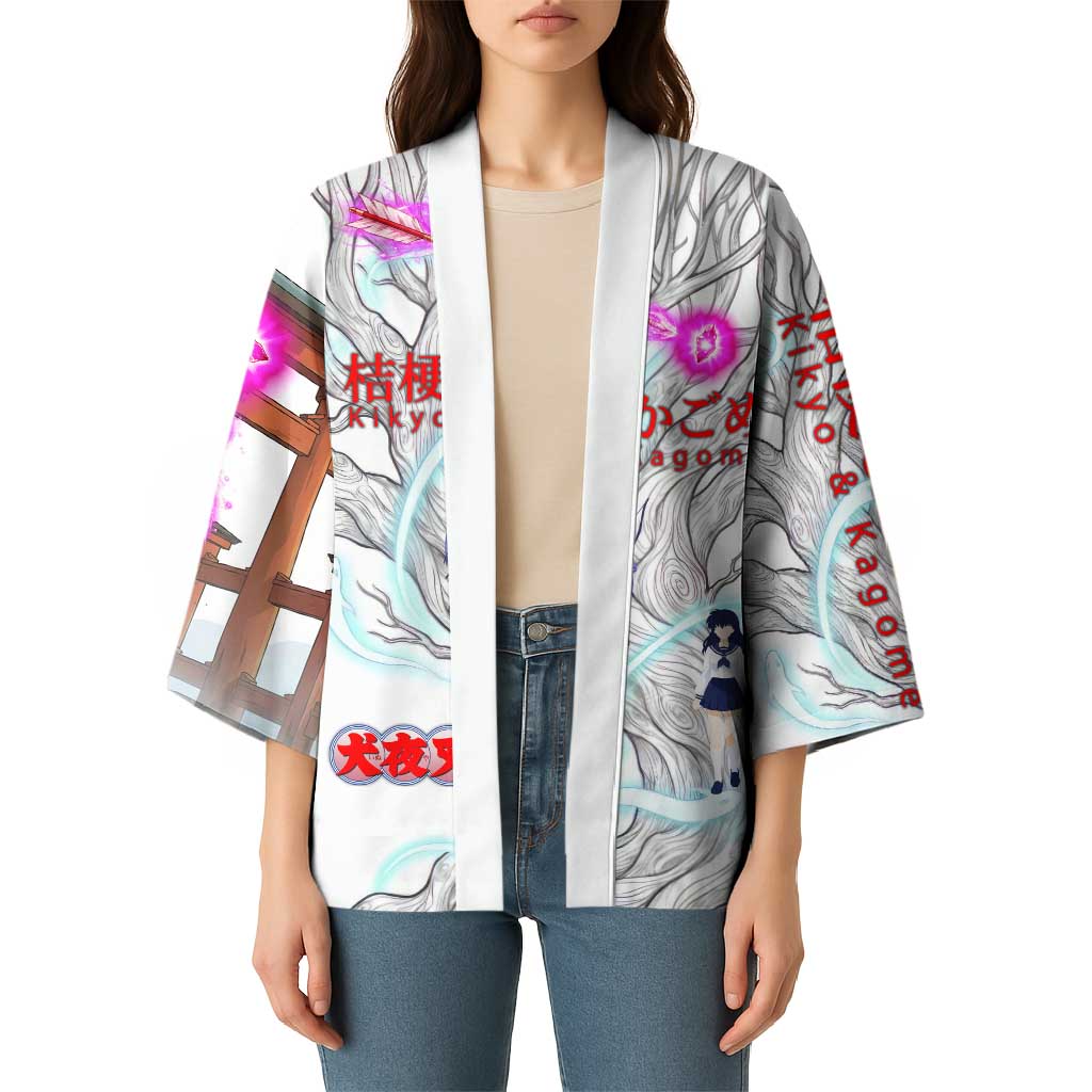 Kikyo and Kagome Inuyasha Series Kimono Spiritual Anime Art Style with Sacred Tree and Torii Gate