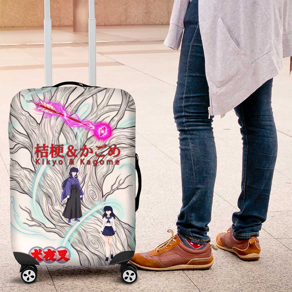 Kikyo and Kagome Inuyasha Series Luggage Cover Spiritual Anime Art Style with Sacred Tree and Torii Gate