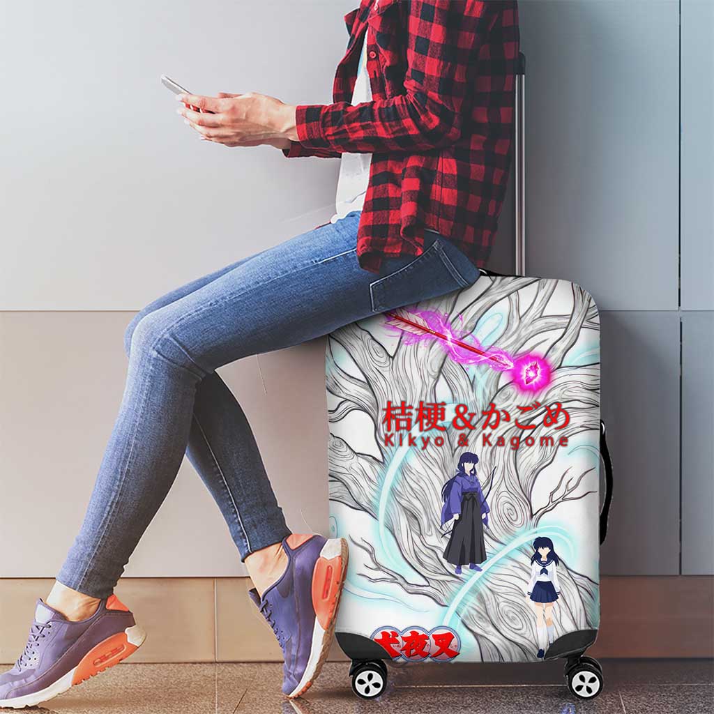 Kikyo and Kagome Inuyasha Series Luggage Cover Spiritual Anime Art Style with Sacred Tree and Torii Gate