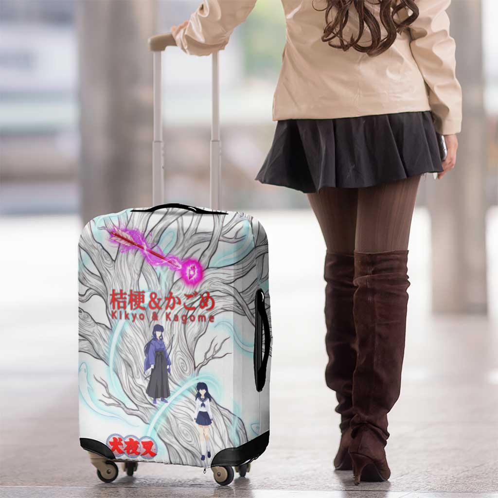 Kikyo and Kagome Inuyasha Series Luggage Cover Spiritual Anime Art Style with Sacred Tree and Torii Gate