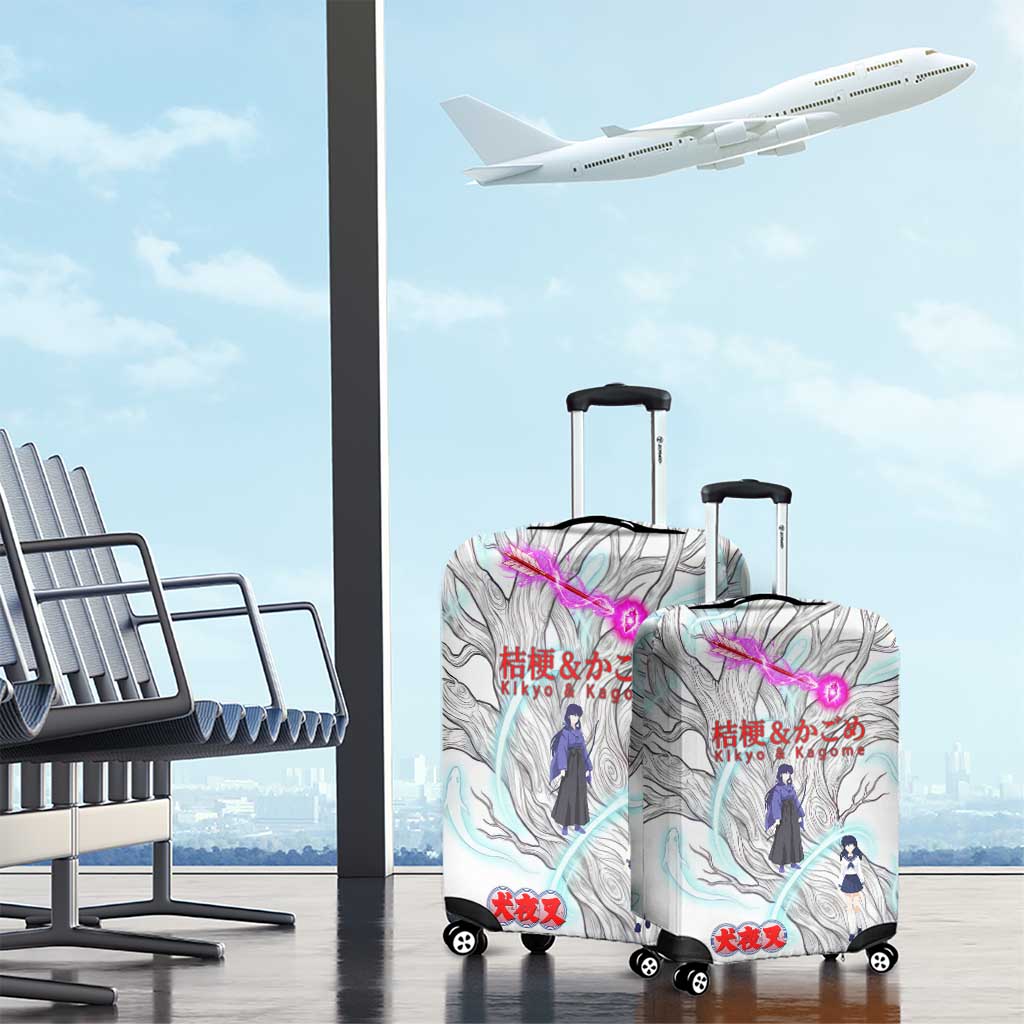 Kikyo and Kagome Inuyasha Series Luggage Cover Spiritual Anime Art Style with Sacred Tree and Torii Gate
