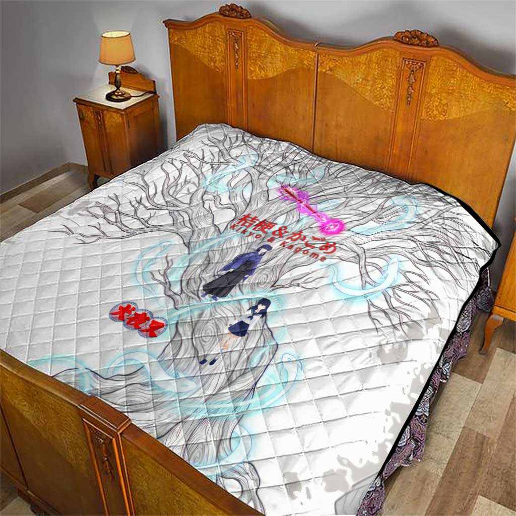 Kikyo and Kagome Inuyasha Series Quilt Spiritual Anime Art Style with Sacred Tree and Torii Gate