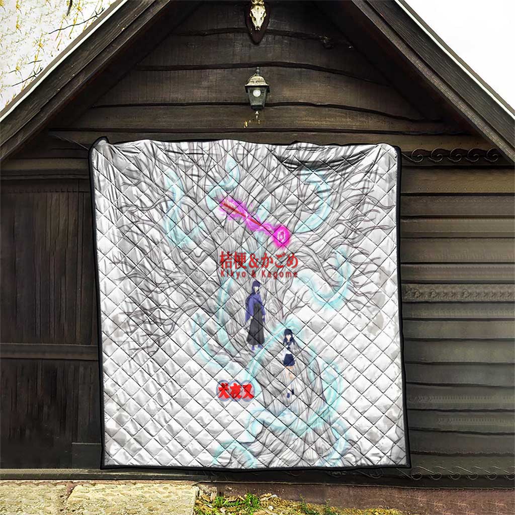 Kikyo and Kagome Inuyasha Series Quilt Spiritual Anime Art Style with Sacred Tree and Torii Gate