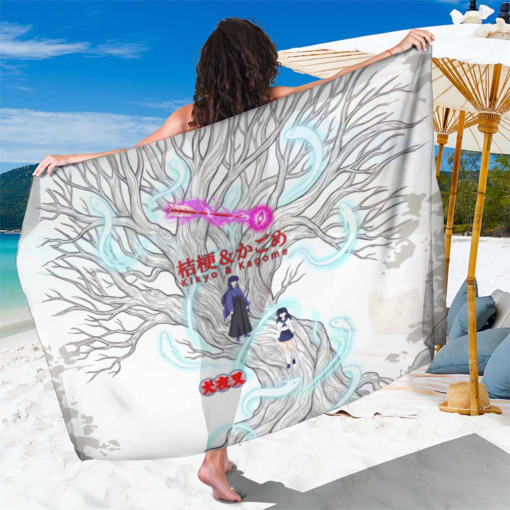 Kikyo and Kagome Inuyasha Series Sarong Spiritual Anime Art Style with Sacred Tree and Torii Gate