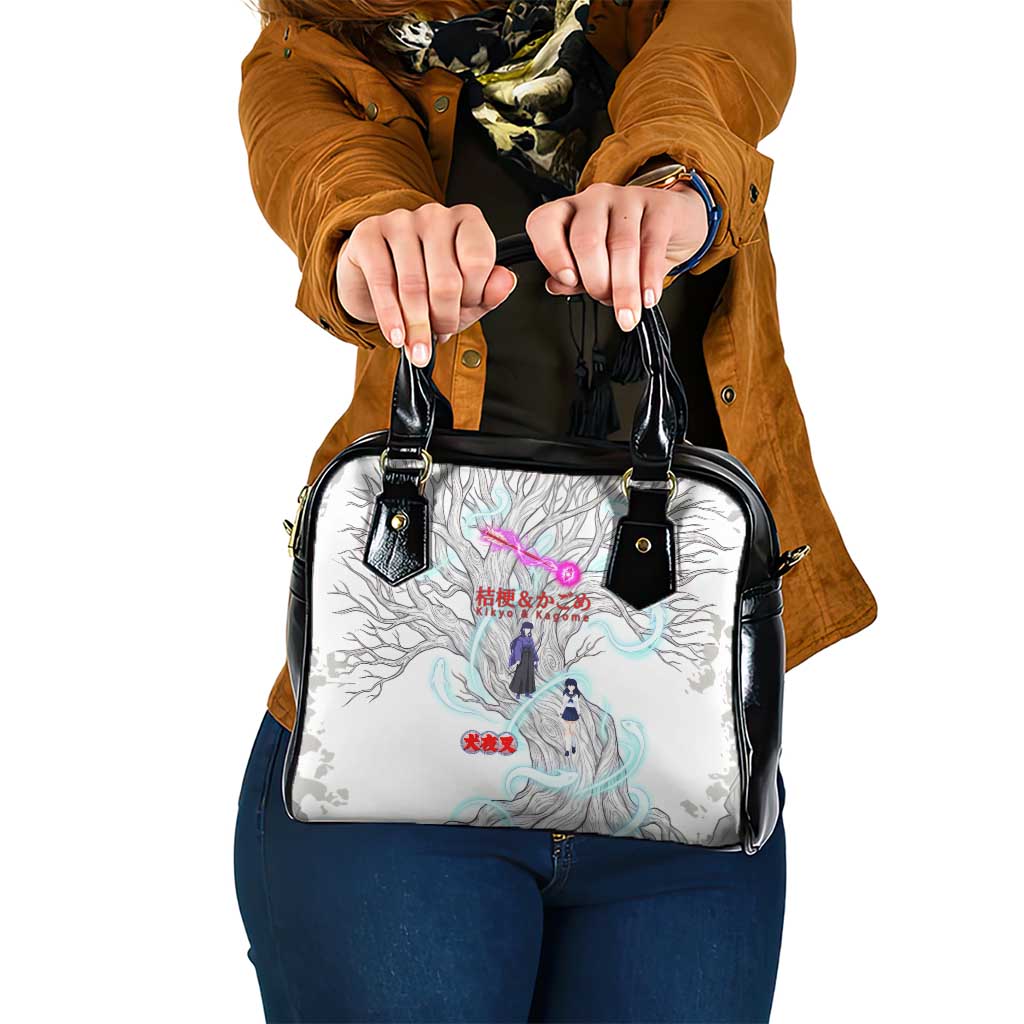 Kikyo and Kagome Inuyasha Series Shoulder Handbag Spiritual Anime Art Style with Sacred Tree and Torii Gate