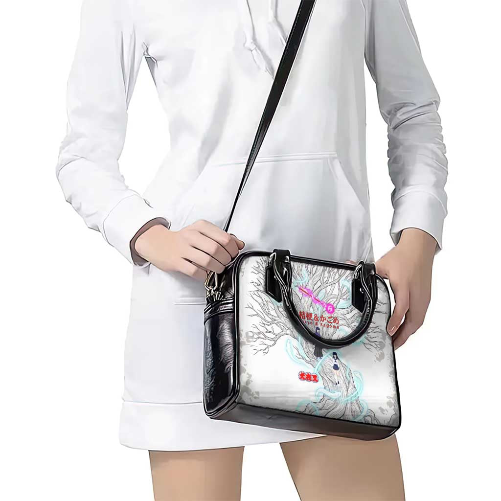 Kikyo and Kagome Inuyasha Series Shoulder Handbag Spiritual Anime Art Style with Sacred Tree and Torii Gate