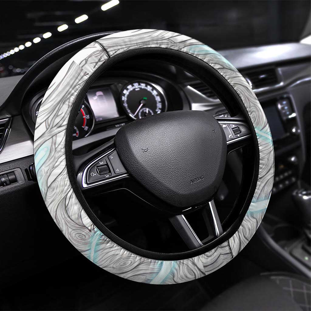 Kikyo and Kagome Inuyasha Series Steering Wheel Cover Spiritual Anime Art Style with Sacred Tree and Torii Gate
