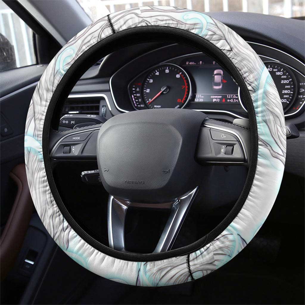 Kikyo and Kagome Inuyasha Series Steering Wheel Cover Spiritual Anime Art Style with Sacred Tree and Torii Gate