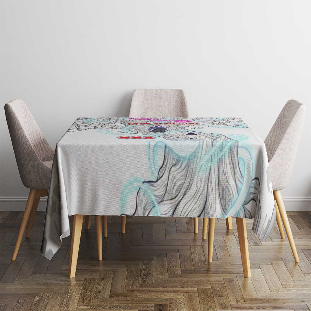 Kikyo and Kagome Inuyasha Series Tablecloth Spiritual Anime Art Style with Sacred Tree and Torii Gate