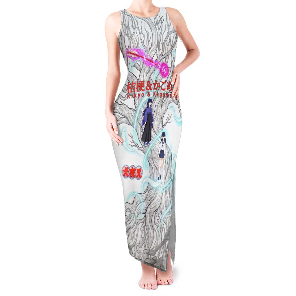 Kikyo and Kagome Inuyasha Series Tank Maxi Dress Spiritual Anime Art Style with Sacred Tree and Torii Gate