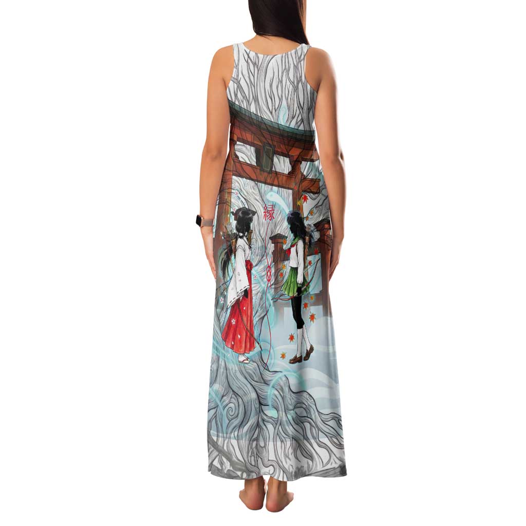 Kikyo and Kagome Inuyasha Series Tank Maxi Dress Spiritual Anime Art Style with Sacred Tree and Torii Gate