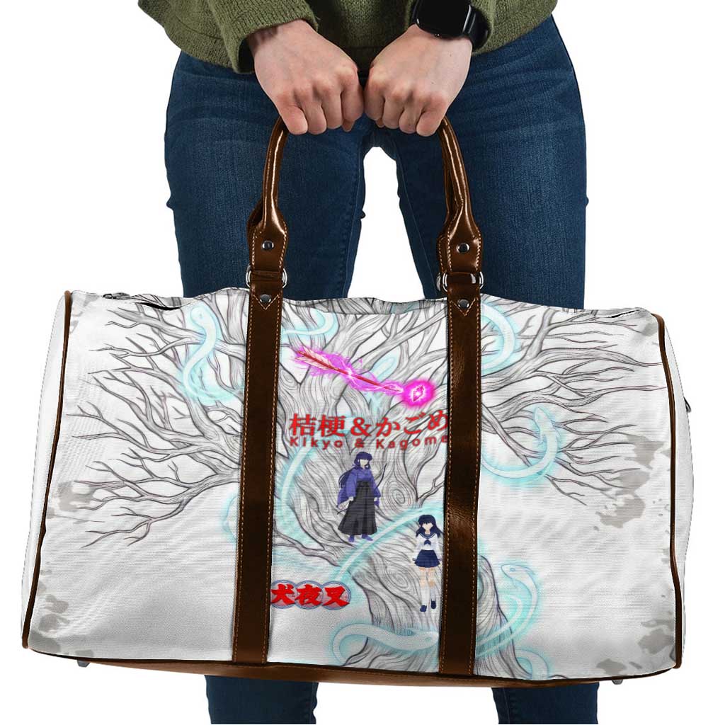 Kikyo and Kagome Inuyasha Series Travel Bag Spiritual Anime Art Style with Sacred Tree and Torii Gate