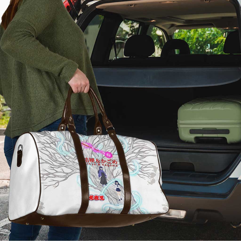 Kikyo and Kagome Inuyasha Series Travel Bag Spiritual Anime Art Style with Sacred Tree and Torii Gate