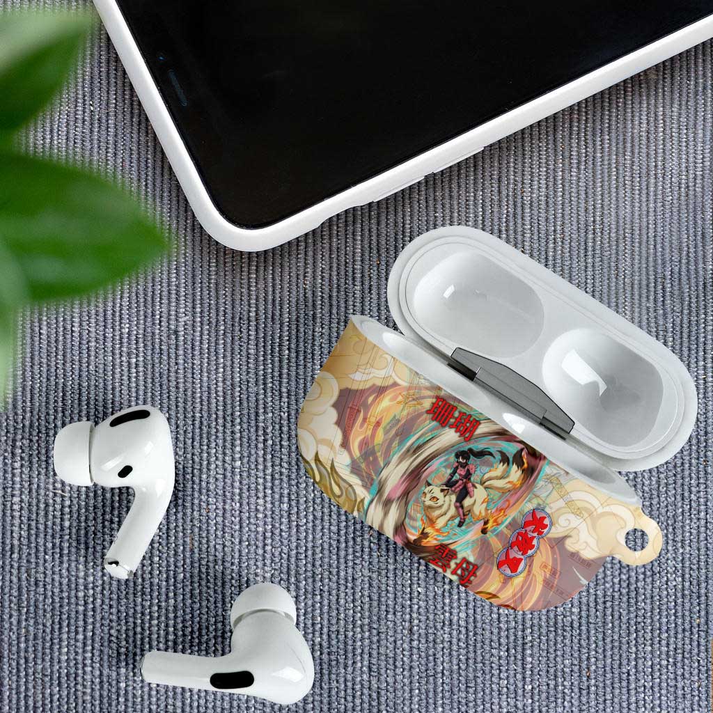 Sango and Kirara Inuyasha Series AirPods Case Mythical Anime Style with Flame and Scale Motif