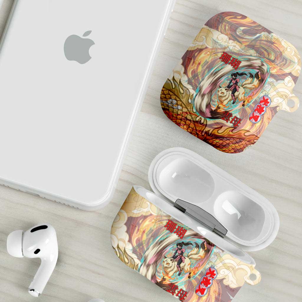Sango and Kirara Inuyasha Series AirPods Case Mythical Anime Style with Flame and Scale Motif