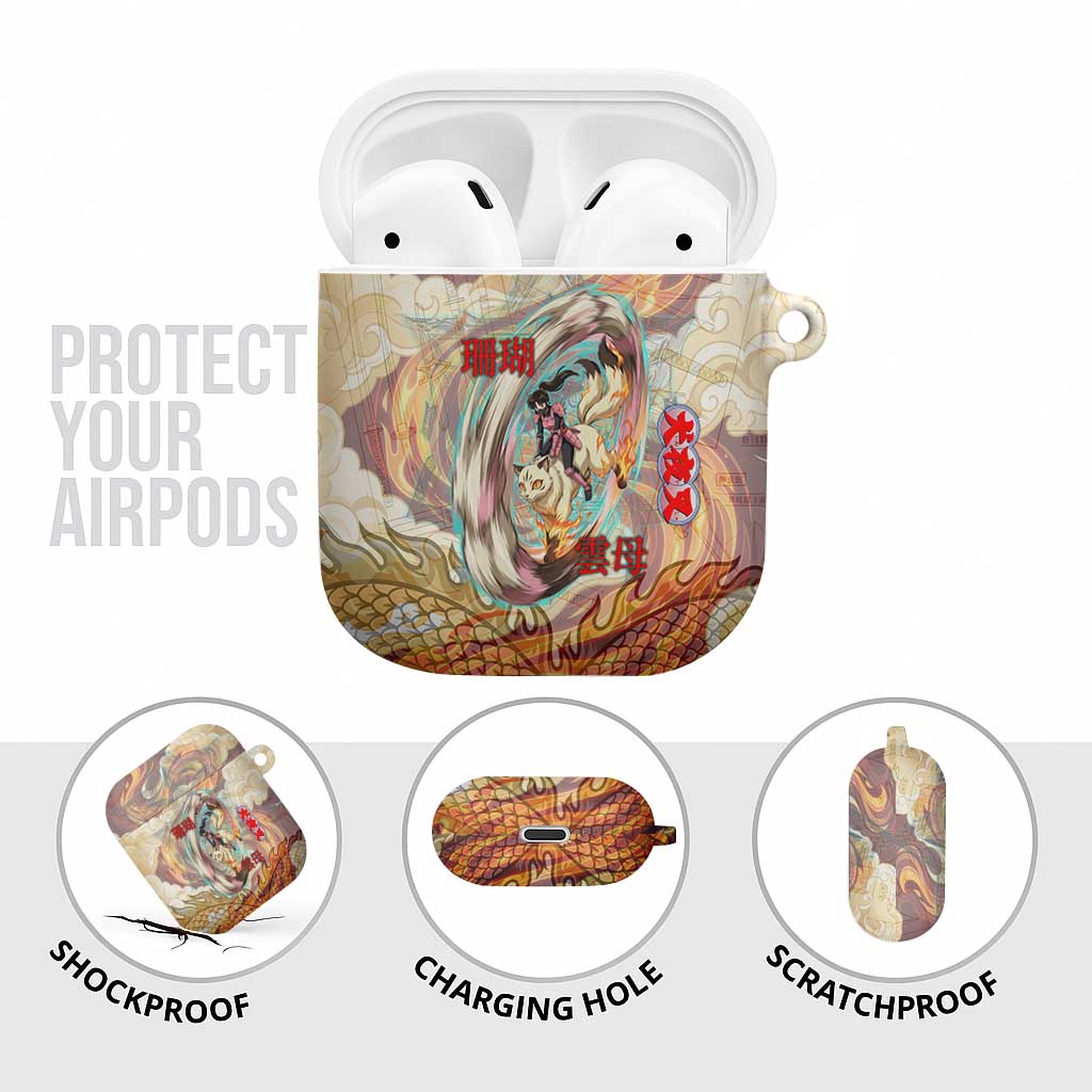 Sango and Kirara Inuyasha Series AirPods Case Mythical Anime Style with Flame and Scale Motif