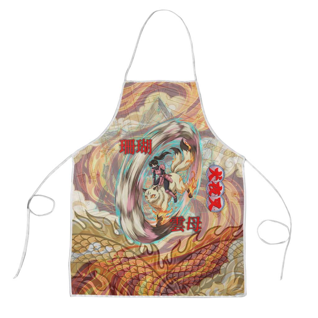 Sango and Kirara Inuyasha Series Apron Mythical Anime Style with Flame and Scale Motif
