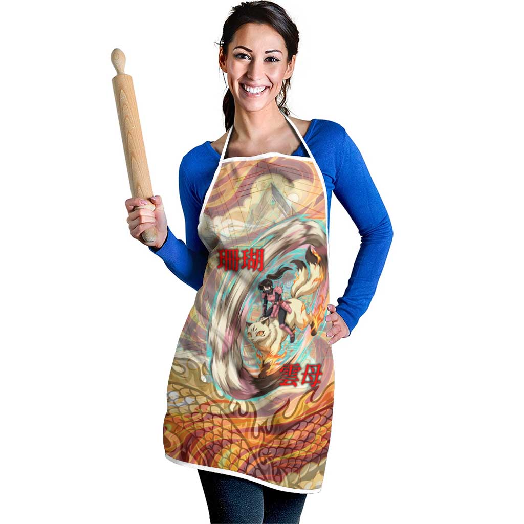 Sango and Kirara Inuyasha Series Apron Mythical Anime Style with Flame and Scale Motif